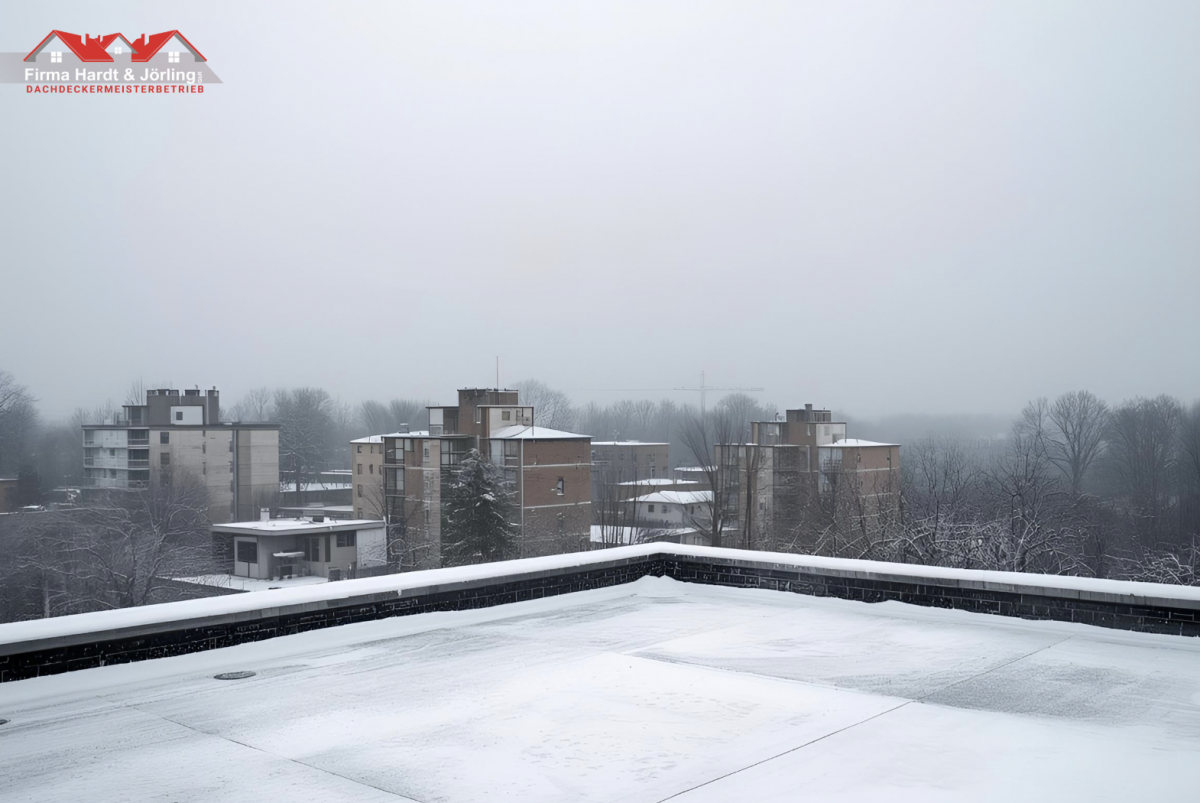 Flachdach im Winter